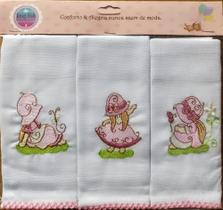 LENÇO DE BOCA KING KIDS C/9 un BORDADOS E COM BICO EM CROCHÊ + TECIDO DUPLO