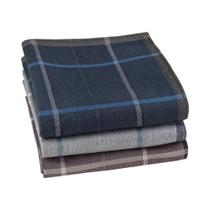 Lenço de bolso xadrez masculino, lenço de bolso de 3 peças sensação fina 16,9 pol./43 cm