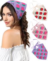Lenço de cabeça, bandanas de cabelo AWAYTR Crochet branca/roxa/rosa