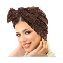 Lenço De Cabeça Com Laço De Strass, Turbante Macio E Elástico Para Mulheres Muçulmanas, Chapéus
