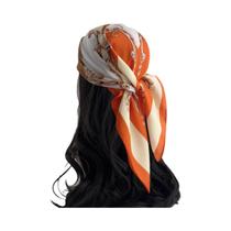 Lenço De Cabeça Em Cetim Marrom 27,5 Polegadas, Lenço De Cabelo Semelhante a Seda Para Mulheres