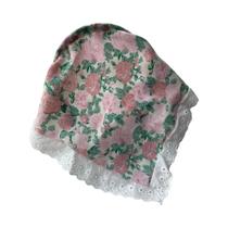 Lenço De Cabeça Feminino Estilo Francês Com Renda, Bandana Triangular Com Faixa Integrada, Acessório