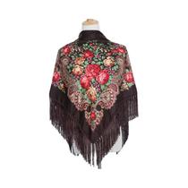 Lenço De Cabeça Floral Retrô Com Franjas Para Mulheres, Hijab, Xale Quadrado, Babushka, Lenço De