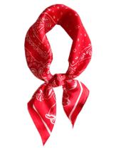 Lenço de cabelo de seda, lenço de cabeça quadrado 70x70cm para mulheres/homens, vermelho