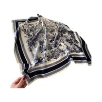 Lenço De Cabelo Floral De Seda Para Mulheres, Luxuoso, Para Pescoço, Pulso, Xale, Envoltório, Hijab,