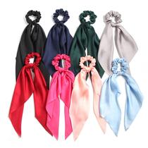 Lenço de cabelo Scrunchies, pacote genérico de tecido de cetim com 8 para mulheres