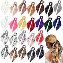 Lenço de cabelo Scrunchies Yuxung, 24 peças, gravatas-borboleta, cetim