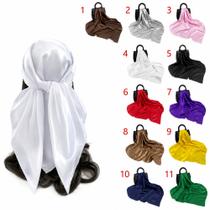 Lenço de Cetim 90x90 Liso Para Cabeça e Pescoço, Lenço de Bolsa Lenço de Cetim 90x90 Liso Para Cabeça e Pescoço, Lenço de Bolsa