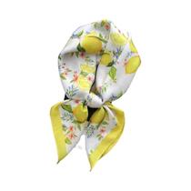 Lenço De Cetim Colorido De Verão Com Estampa De Limão, Pequeno E Quadrado, Lenços Macios Para