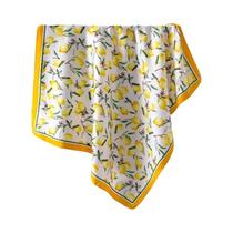 Lenço De Cetim Colorido De Verão Com Estampa De Limão, Pequeno E Quadrado, Lenços Macios Para