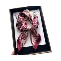 Lenço De Cetim Feminino De 70cm Com Estampa Floral De Poá, Quente E Elegante Para Outono/Inverno,