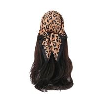 Lenço De Cetim Quadrado Com Estampa De Leopardo De 70cm Para Mulheres, Bandana De Cabelo Luxuosa