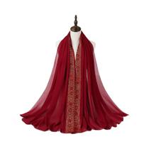 Lenço De Chiffon Com Renda Para Mulheres, Hijab Islâmico, Coberturas Para a Cabeça Muçulmana