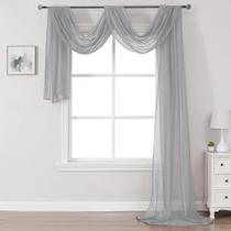 Lenço de janela DONREN Luxury Soft Sheer Grey 52x216cm, 1 pacote Lenço de janela DONREN Luxury Soft Sheer Grey 52x216cm, 1 pacote
