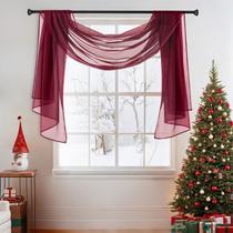 Lenço de janela transparente MIULEE, 137x366 cm, vermelho marrom