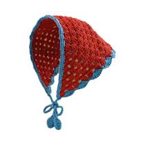 Lenço De Lã Coreano Artesanal Feminino Com Renda De Crochê, Chapéu Triangular E Faixa De Cabelo