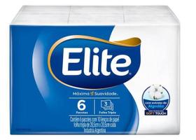 Lenço de Papel Elite, Folha Tripla, 6 pacotes com 10 lenços Softys