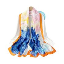 Lenço de primavera feminino design de luxo material de poliéster lenço suave xale macio praia