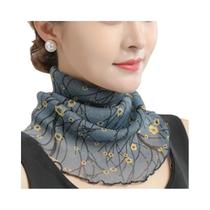 Lenço De Seda Chiffon Feminino Para Primavera E Verão Com Colarinho Protetor Solar, Máscara