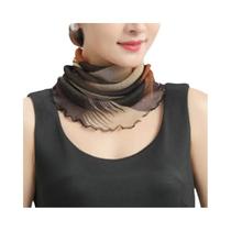 Lenço De Seda Chiffon Para Mulheres Com Proteção Solar, Colarinho De Pescoço, Máscara Multifuncional