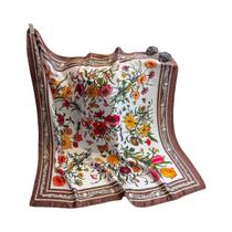 Lenço De Seda Com Design Floral Para Mulheres 90x90cm, Protetor Solar Para Primavera E Verão, Hijab,