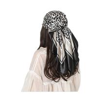 Lenço De Seda Com Estampa De Leopardo Para Mulheres, Faixa De Cabelo De Cetim, Hijab Muçulmano, Xale