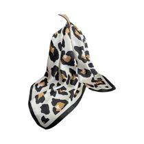 Lenço De Seda Com Estampa De Leopardo Para Mulheres, Faixa De Cabelo Quadrada, Lenço De Pescoço,