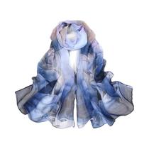 Lenço De Seda Com Estampa Floral Para Mulheres, Xale Longo, Protetor Solar Para Praia, Hijab