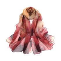 Lenço De Seda Com Estampa Floral Para Mulheres, Xale Longo, Protetor Solar Para Praia, Hijab