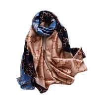 Lenço De Seda De Luxo Feminino 180x90cm Verão Macio Xale Envoltório Designer Praia Estola Bandana