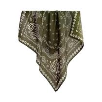 Lenço De Seda Estampado Verde Caju 68cm Feminino Fino Versátil Para Primavera Verão Xale E Lenço De