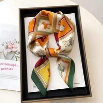 Lenço De Seda Feminino 70x70cm Com Estampa De Cavalo, Pashmina Quadrada, Design De Luxo, Faixa De