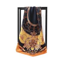Lenço De Seda Feminino 90x90cm, Hijab, Xale, Estampa Fashion, Lenço De Cabeça, Bandana, Pareo De