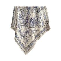 Lenço De Seda Feminino Com Estampa De Folhas 70cm Versátil Bandana Acessório Para Cabelo E Bolsa