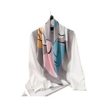 Lenço De Seda Feminino De 90cm Com Estampa Em Sarja, Para Cabelo, Cabeça, Hijab, Praia E Proteção
