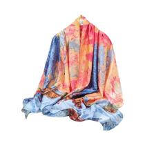Lenço De Seda Feminino De Verão, Xale De Cetim Brocado Estampado 180x90cm, Capa De Proteção Solar