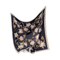 Lenço De Seda Floral Para Mulheres, Protetor Solar, Foulard, Xale, Hijab, Envoltório De Cabelo,