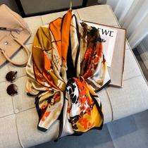 Lenço De Seda Grande Feminino 180x90cm Estampa Fashion Para Escritório Praia Hijab Xale Bandana