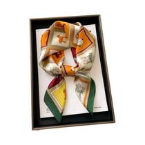 Lenço De Seda Luxuoso Feminino 70x70cm Xale Quadrado Para Escritório, Cabelo, Pescoço, Hijab,