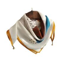 Lenço De Seda Luxuoso Feminino Com Fecho Magnético Estampado, Lenço De Pescoço De Cetim Macio Para