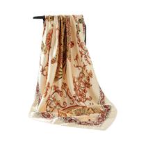 Lenço De Seda Luxuoso Feminino Quadrado Com Estampa De Cetim Hijab Xale 90x90cm Bandana Muçulmana