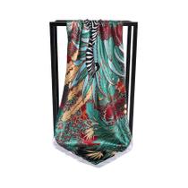 Lenço De Seda Luxuoso Feminino Quadrado Com Estampa De Cetim Hijab Xale Envolvente 90x90cm Bandana