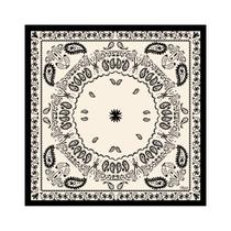 Lenço de seda maitê paisley branco e preto