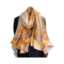 Lenço De Seda Satin Com Estampa Floral 180x90cm Para Mulheres Muçulmanas Hijab De Outono Lenço De