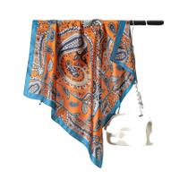 Lenço De Seda Satin De Moda Feminina 70cm Com Estampa De Flor De Caju Acessórios De Bandana Para