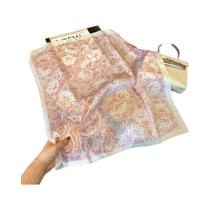 Lenço De Seda Verde Elegante Com Estampa Para Mulheres, Lenço Quadrado Fino De Cetim, Lenço