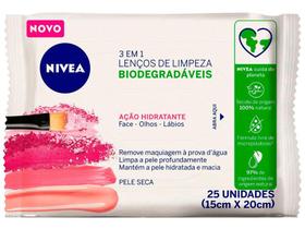 Lenço Demaquilante Nivea 3 em 1 Hidratante - 25 Unidades