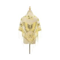 Lenço Elegante Feminino Com Estampa De Borboleta E Renda, Cachecol De Verão Em Cor Sólida Com