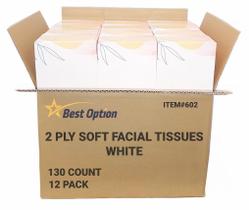 Lenço facial Best Option Soft de 2 camadas branco 130 unidades x 12 Lenço facial Best Option Soft de 2 camadas branco 130 unidades x 12