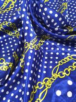 Lenço Feminino Cetim Poá e Correntes 50x50cm Estampado para Bolsa Lenço Feminino Cetim Poá e Correntes 50x50cm Estampado para Bolsa